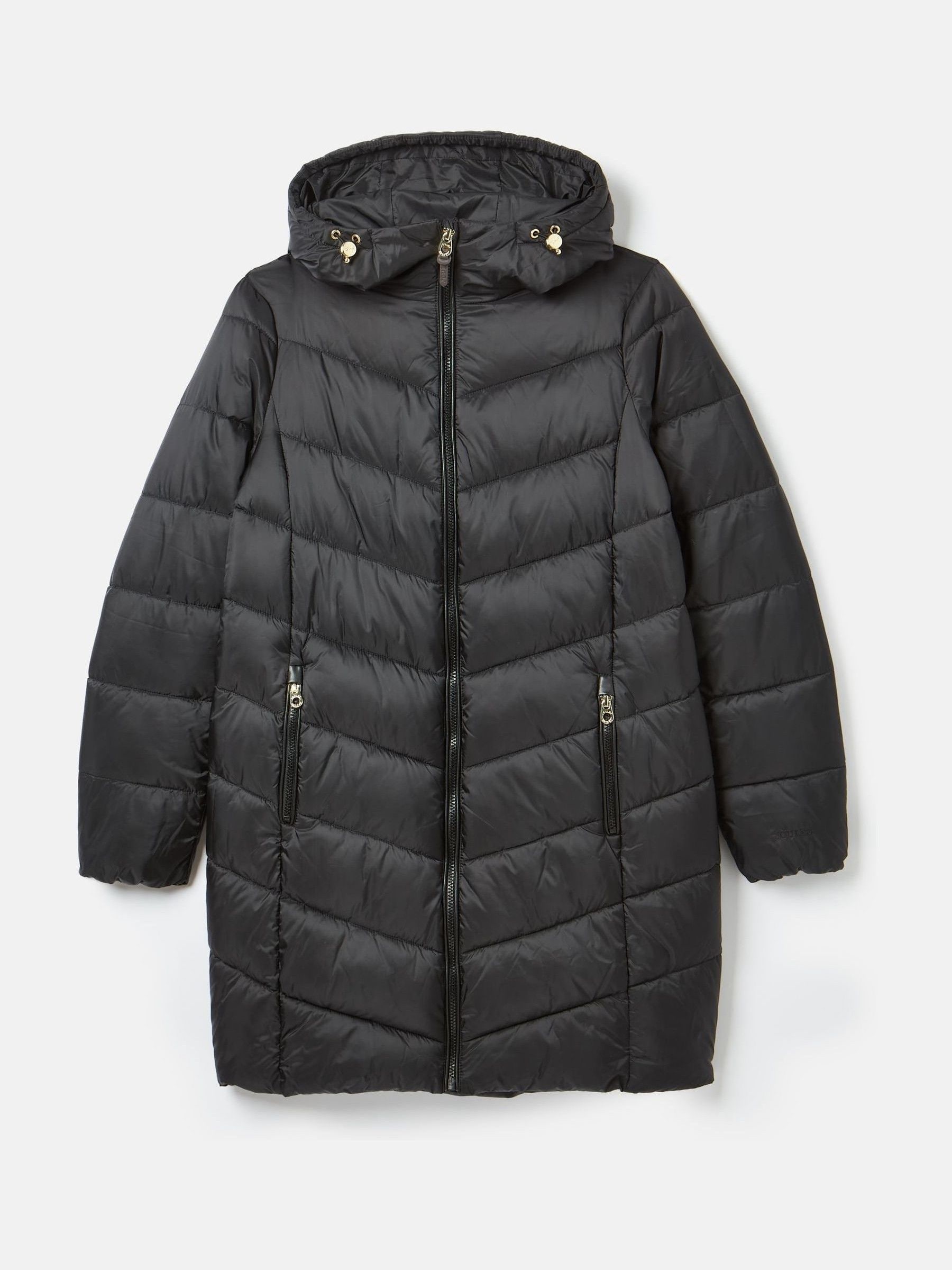 Joules black quilted coat best sale