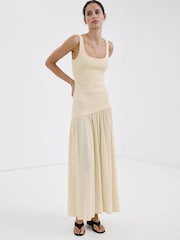 Mango Yellow Mixed Midi Dress - Image 1 of 7