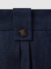 Reiss Navy Leila Linen Front Pleat Trousers - Image 6 of 6
