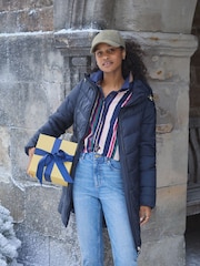 Joules Moorsdale Navy Mid Length Showerproof Padded Coat - Image 2 of 10