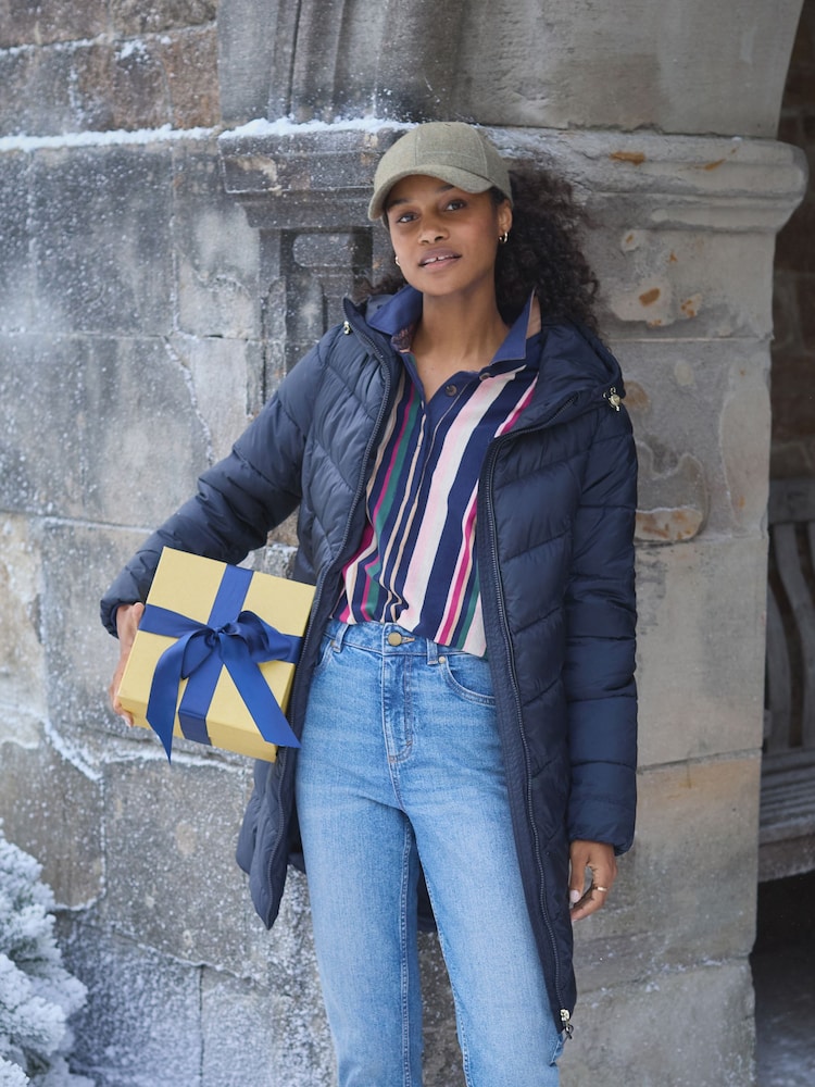 Joules Moorsdale Navy Mid Length Showerproof Padded Coat - Image 2 of 10 Joules Moorsdale Navy Mid Length Showerproof Padded Coat - Image 2 of 10