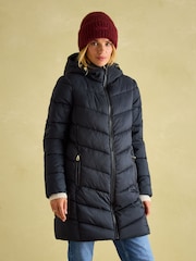 Joules Moorsdale Navy Mid Length Showerproof Padded Coat - Image 4 of 10