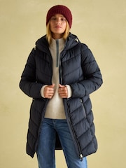 Joules Moorsdale Navy Mid Length Showerproof Padded Coat - Image 6 of 10