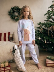 Blue 100% Cotton Reindeer Christmas Joggers (3-16yrs) - Image 1 of 5