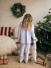 Blue 100% Cotton Reindeer Christmas Joggers (3-16yrs) - Image 4 of 5