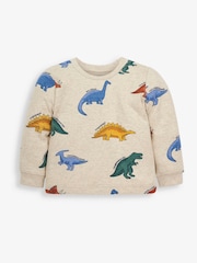 JoJo Maman Bébé Natural 2-Pack Kids' Dinosaur Jersey Pyjamas - Image 2 of 8