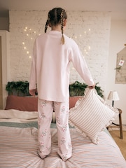 Pink/Cream 100% Cotton Reindeer Christmas Joggers (3-16yrs) - Image 3 of 8