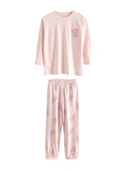 Pink/Cream 100% Cotton Reindeer Christmas Joggers (3-16yrs) - Image 5 of 8