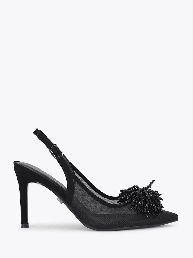 Carvela Black Lucia Sling Embellished Tassel Heeled Shoes - Image 1 of 4 Carvela Black Lucia Sling Embellished Tassel Heeled Shoes - Image 1 of 4