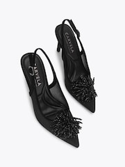 Carvela Black Lucia Sling Embellished Tassel Heeled Shoes - Image 2 of 4