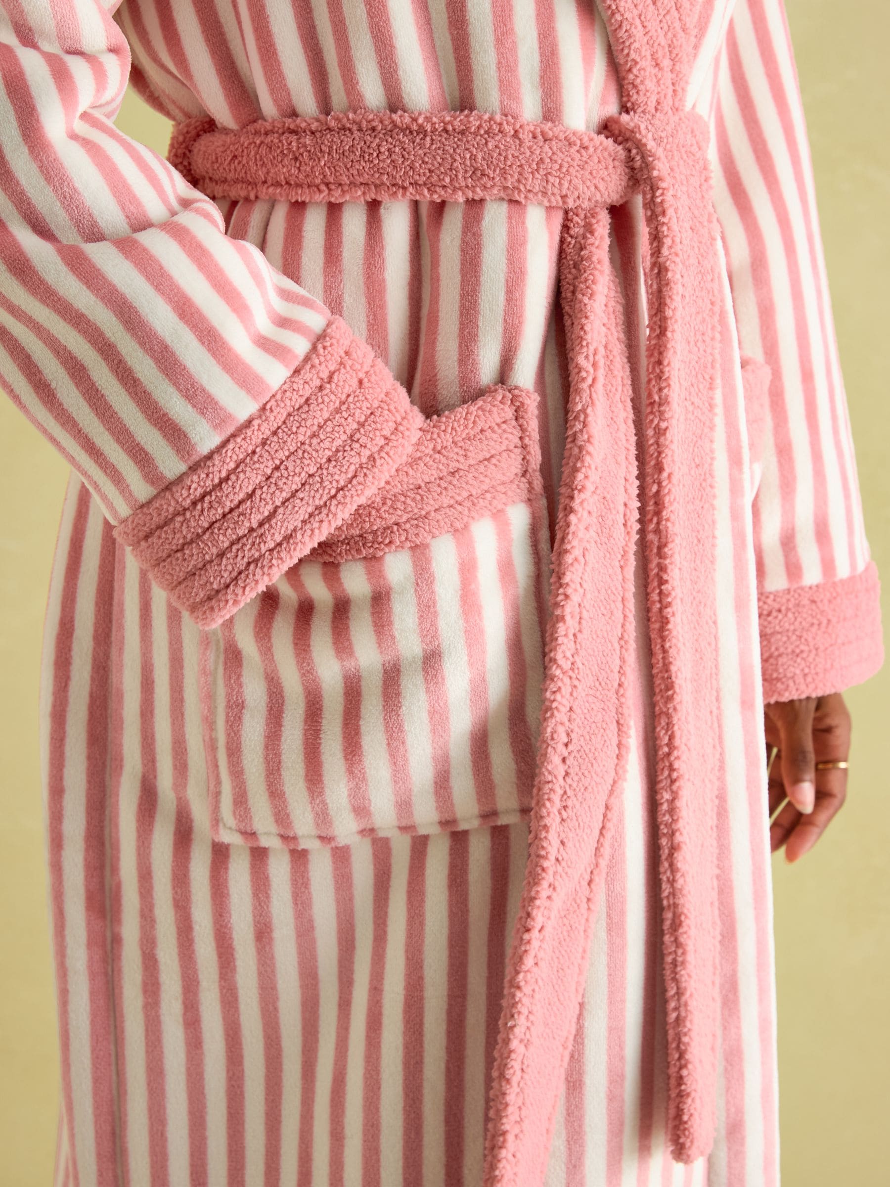 Pink and white striped dressing gown sale