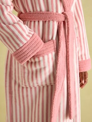 Joules Matilda Pink & White Fleece Lined Dressing Gown - Image 5 of 6