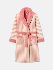 Joules Matilda Pink & White Fleece Lined Dressing Gown - Image 6 of 6
