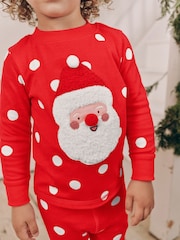 Red/Cream Spot Santa 100% Cotton Christmas Pyjamas (9mths-16yrs) - Image 2 of 8