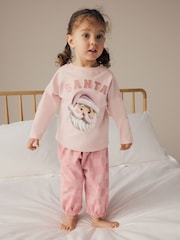 Pink Santa 100% Cotton Christmas Pyjamas (9mths-16yrs) - Image 1 of 3