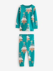 Red/Blue/Green Christmas 100% Cotton Snuggle Pyjamas 3 Pack (9mths-12yrs) - Image 10 of 13