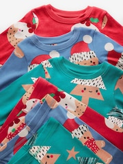 Red/Blue/Green Christmas 100% Cotton Snuggle Pyjamas 3 Pack (9mths-12yrs) - Image 12 of 13