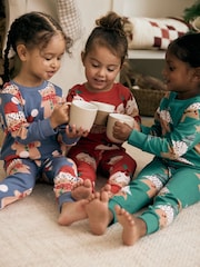 Red/Blue/Green Christmas 100% Cotton Snuggle Pyjamas 3 Pack (9mths-12yrs) - Image 5 of 13