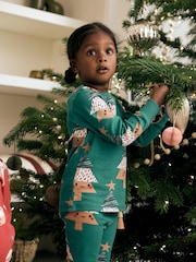Red/Blue/Green Christmas 100% Cotton Snuggle Pyjamas 3 Pack (9mths-12yrs) - Image 6 of 13