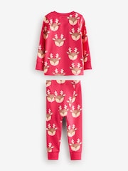 Raspberry Pink Reindeer 100% Cotton Christmas Pyjamas (9mths-16yrs) - Image 5 of 7