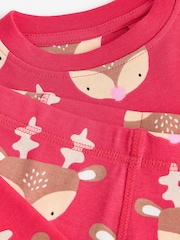 Raspberry Pink Reindeer 100% Cotton Christmas Pyjamas (9mths-16yrs) - Image 7 of 7