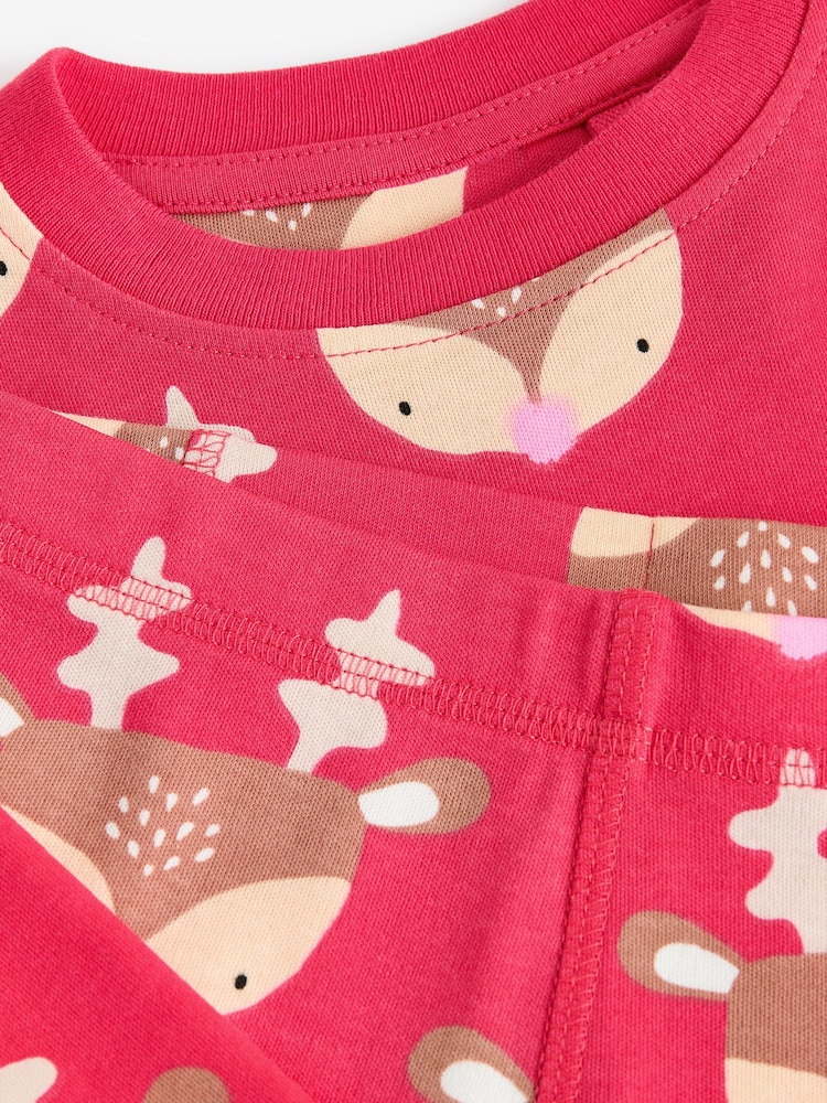 Raspberry Pink Reindeer 100% Cotton Christmas Pyjamas (9mths-16yrs) - Image 7 of 7
