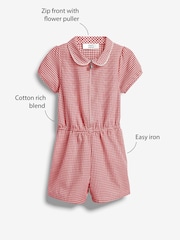 Red Zip Front Cotton Rich Gingham School Playsuit (3-14yrs) - Image 3 of 3