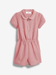 Red Zip Front Cotton Rich Gingham School Playsuit (3-14yrs) - Image 6 of 7