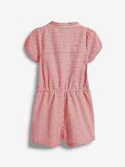 Red Zip Front Cotton Rich Gingham School Playsuit (3-14yrs) - Image 7 of 7