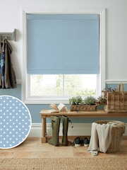 Laura Ashley China Blue Louise Star Made to Measure 100% Cotton Roman Blinds - Image 1 of 6