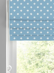 Laura Ashley China Blue Louise Star Made to Measure 100% Cotton Roman Blinds - Image 2 of 6