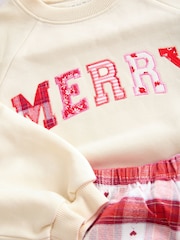 Red/Cream Christmas Woven Wide Leg Pyjamas 1 Pack (1.5-16yrs) - Image 10 of 11