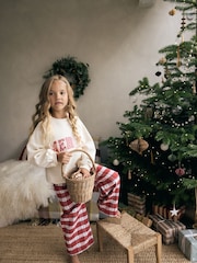 Red/Cream Christmas Woven Wide Leg Pyjamas 1 Pack (1.5-16yrs) - Image 2 of 11