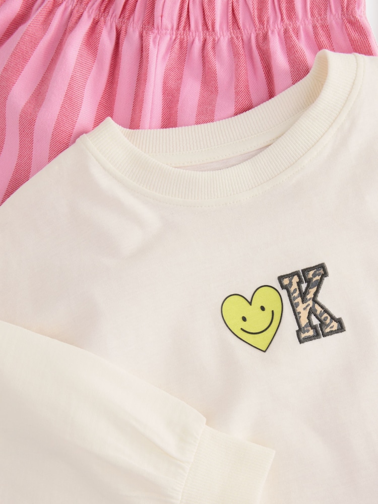 Red/Ecru White Woven Bottom 100% Cotton Pyjamas 1 Pack (3-16yrs) - Image 3 of 4