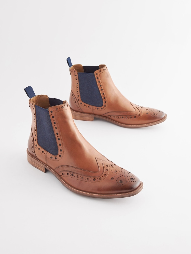 Buy Tan Brown Brogue Chelsea Boots from Next Oman