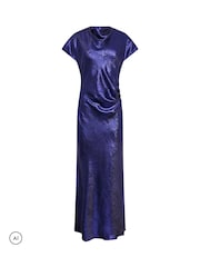 Star by Julien MacDonald Blue Metallic Draped Dress - Image 5 of 6