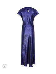 Star by Julien MacDonald Blue Metallic Draped Dress - Image 6 of 6
