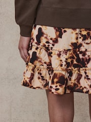 Chocolate Brown Swirl Long Sleeve Printed Layered Sweatshirt Dress - Image 4 of 7