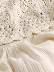 Cream 100% Cotton Crochet Top Summer Sleeveless Jumpsuit - Image 5 of 5