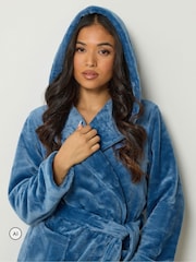 PixieGirl Petite Blue Super Luxe Hooded Dressing Gown - Image 4 of 4