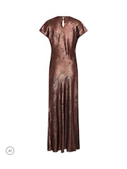Star by Julien MacDonald Brown Metallic Draped Dress - Image 6 of 6