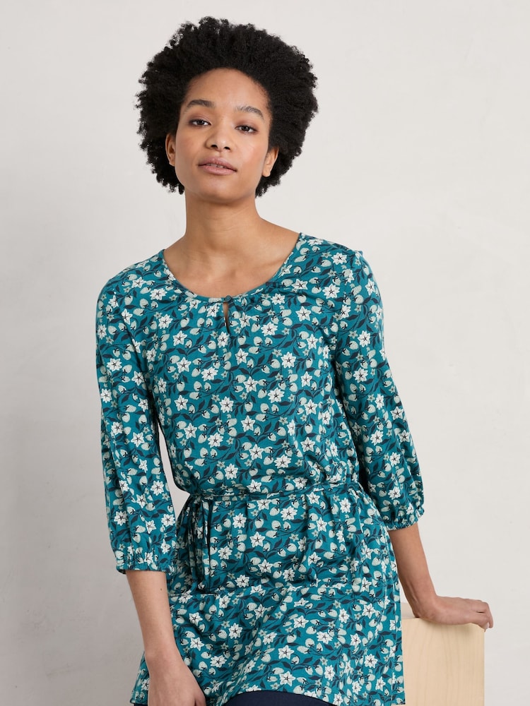 Seasalt Cornwall Blue Teal Moonfish Jersey Tunic - Image 1 of 5 Seasalt Cornwall Blue Teal Moonfish Jersey Tunic - Image 1 of 5