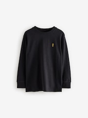 Black/White/Grey Long Sleeve Cosy T-Shirts 4 Pack (3-16yrs) - Image 2 of 8