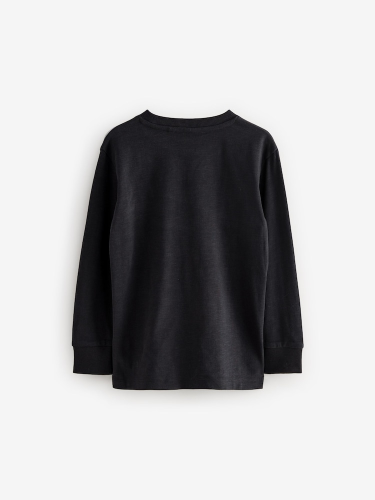 Black/White/Grey Long Sleeve Cosy T-Shirts 4 Pack (3-16yrs) - Image 3 of 8