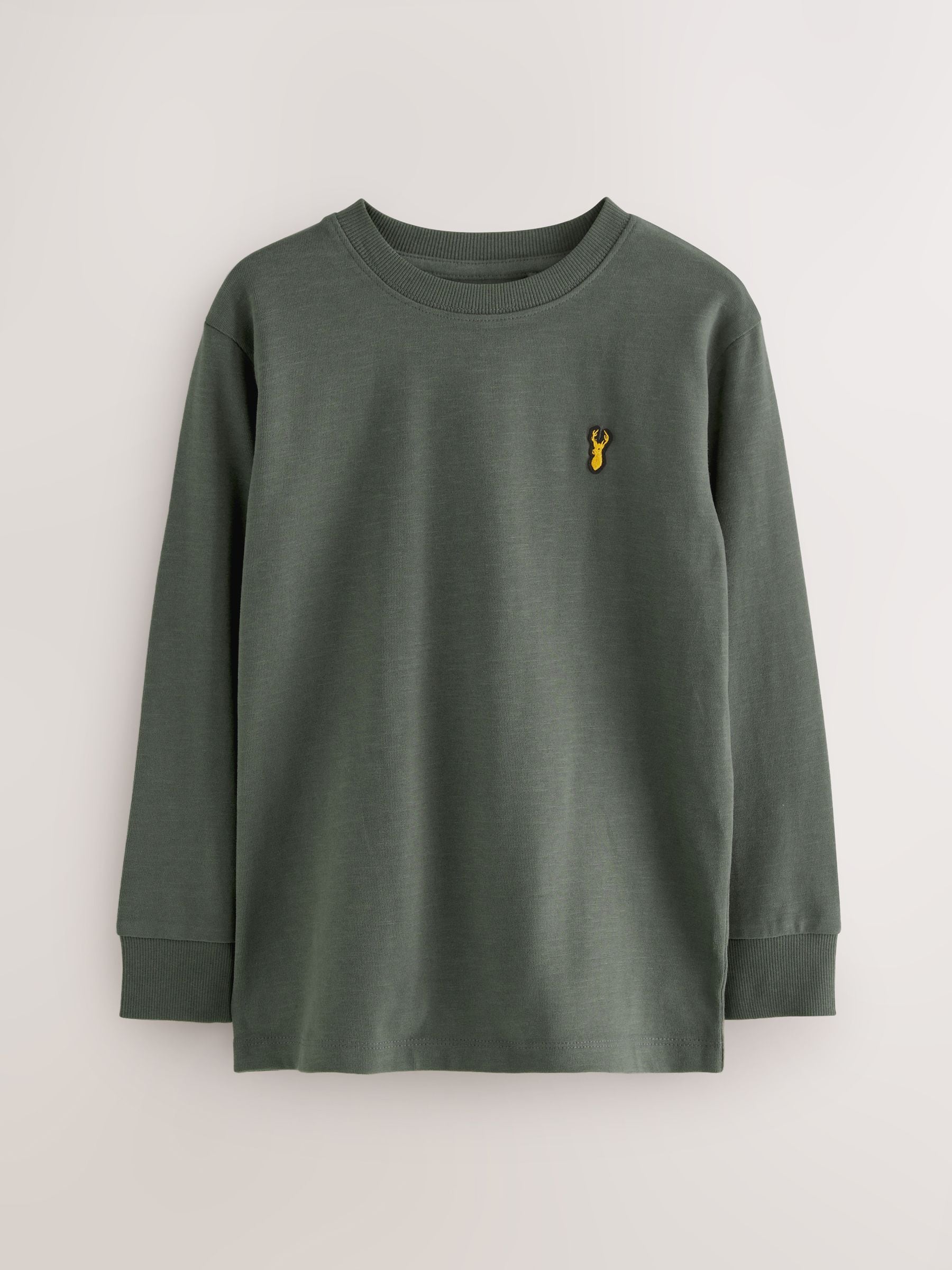 Buy Black/White/Grey Stag Logo Long Sleeve Cosy T-Shirts 4 Pack (3