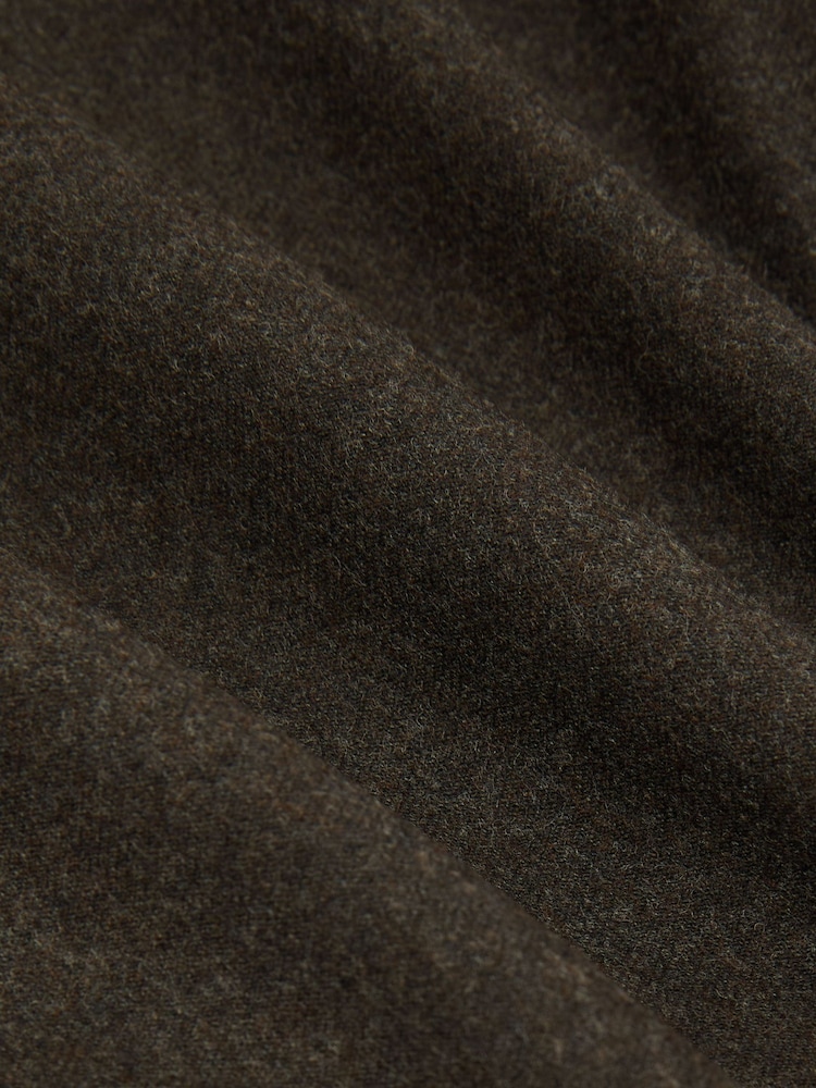 Reiss Chocolate Brown Combo Wool-Blend Flannel Double-Breasted Suit Blazer Classic-Fit - Image 9 of 9 Reiss Chocolate Brown Combo Wool-Blend Flannel Double-Breasted Suit Blazer Classic-Fit - Image 9 of 9