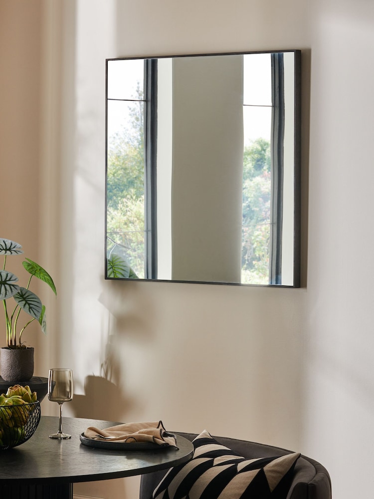 Black Large 90x90cm Square Wall Mirror - Image 1 of 6