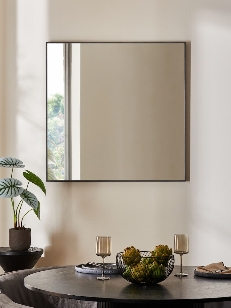 Black Large 90x90cm Square Wall Mirror - Image 2 of 6