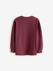 Berry Red/Grey/White/Blue Long Sleeve Cosy T-Shirts 4 Pack (3-16yrs) - Image 4 of 7