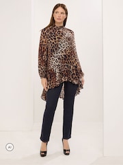 Tunikový top Star by Julien MacDonald s leopardím lemem - Obrázek 2 z 6